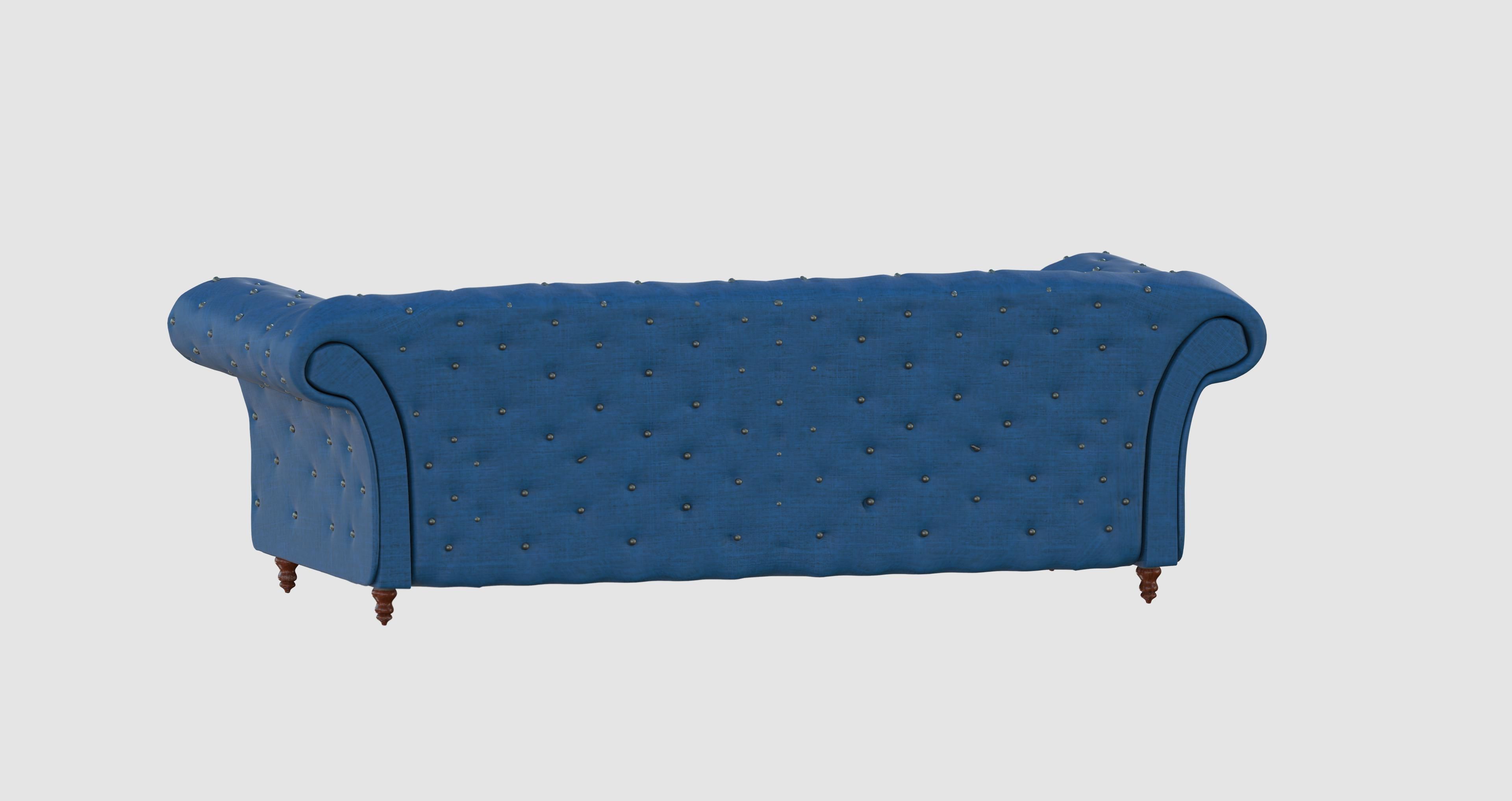 Blue basic capitone sofa 3D model_3