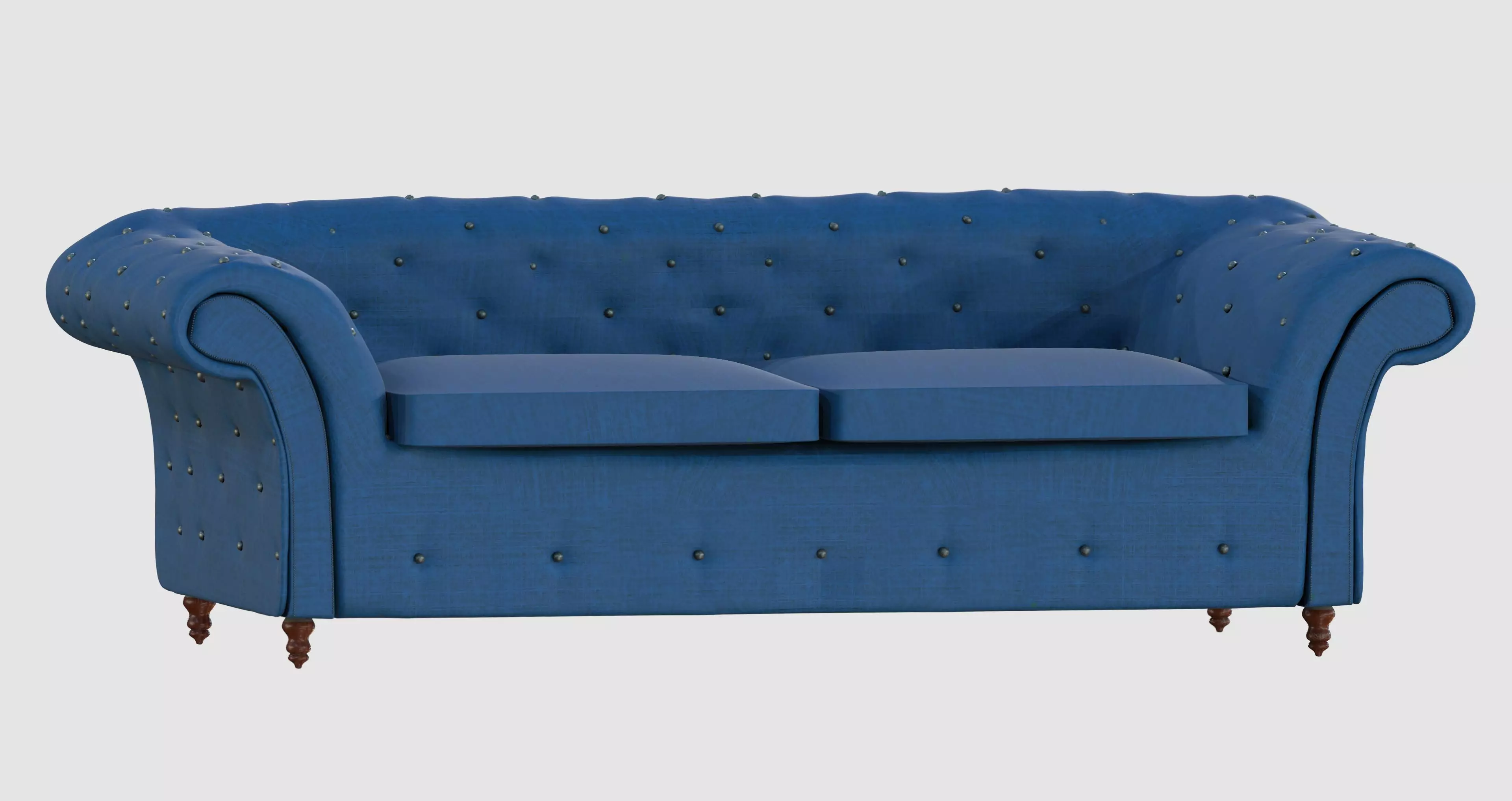 Blue basic capitone sofa 3D model_0