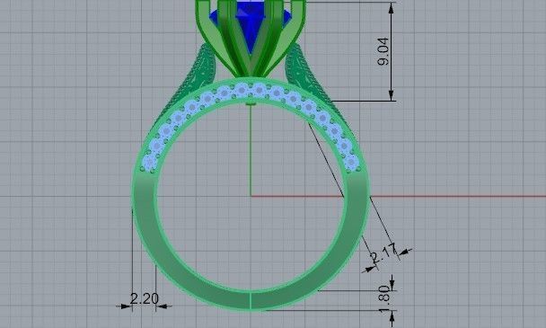 Luxurious blue Diamond ring with 2-bands 2318 3D print model 3D print model_6