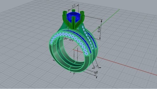 Luxurious blue Diamond ring with 2-bands 2318 3D print model 3D print model_5