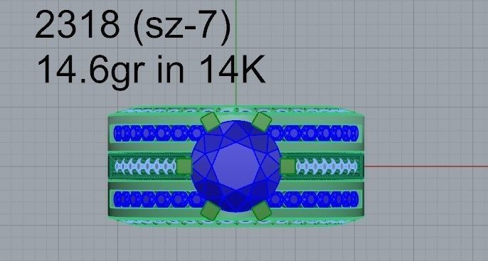 Luxurious blue Diamond ring with 2-bands 2318 3D print model 3D print model_4