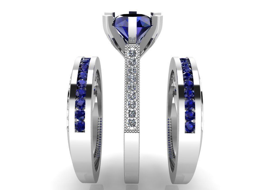 Luxurious blue Diamond ring with 2-bands 2318 3D print model 3D print model_3