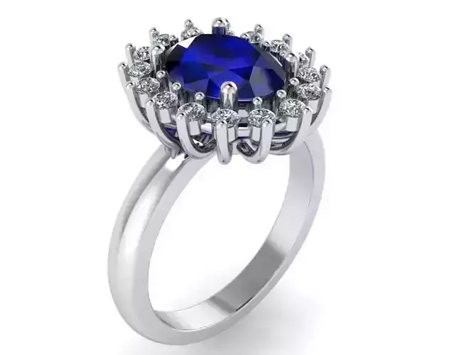 Blue stone flower ring  2320 3D print model