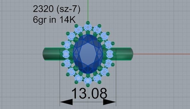 Blue stone flower ring  2320 3D print model 3D print model_4
