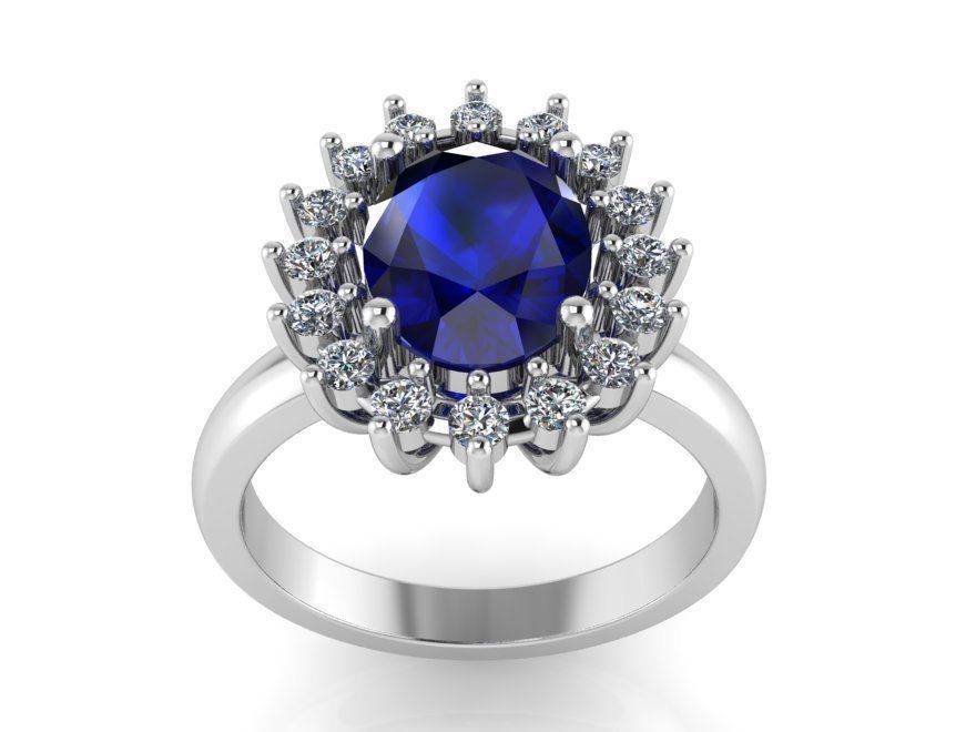 Blue stone flower ring  2320 3D print model 3D print model_2