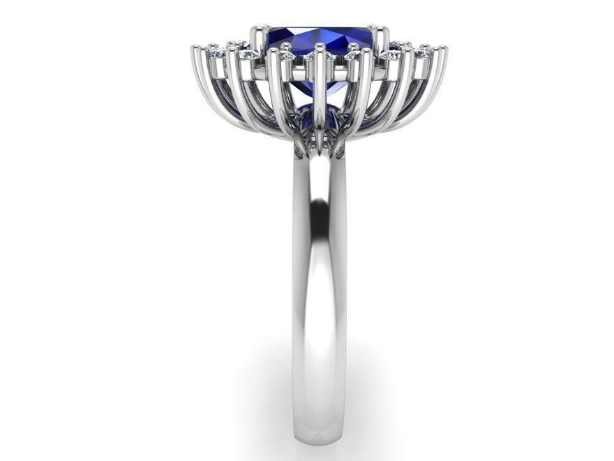 Blue stone flower ring  2320 3D print model 3D print model_3