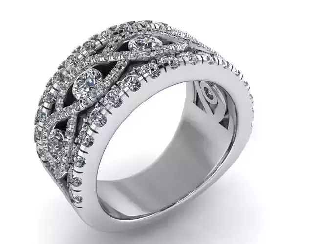 Thick 2-Row diamond ring 2322 3D print model