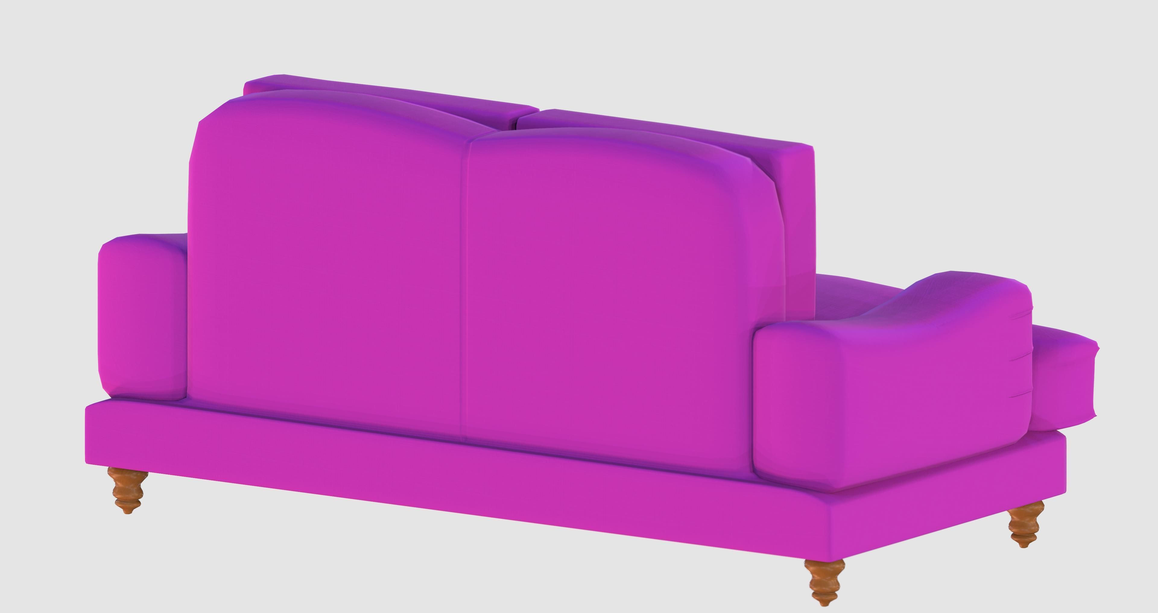 Purple basic sofa Low-poly 3D model_2
