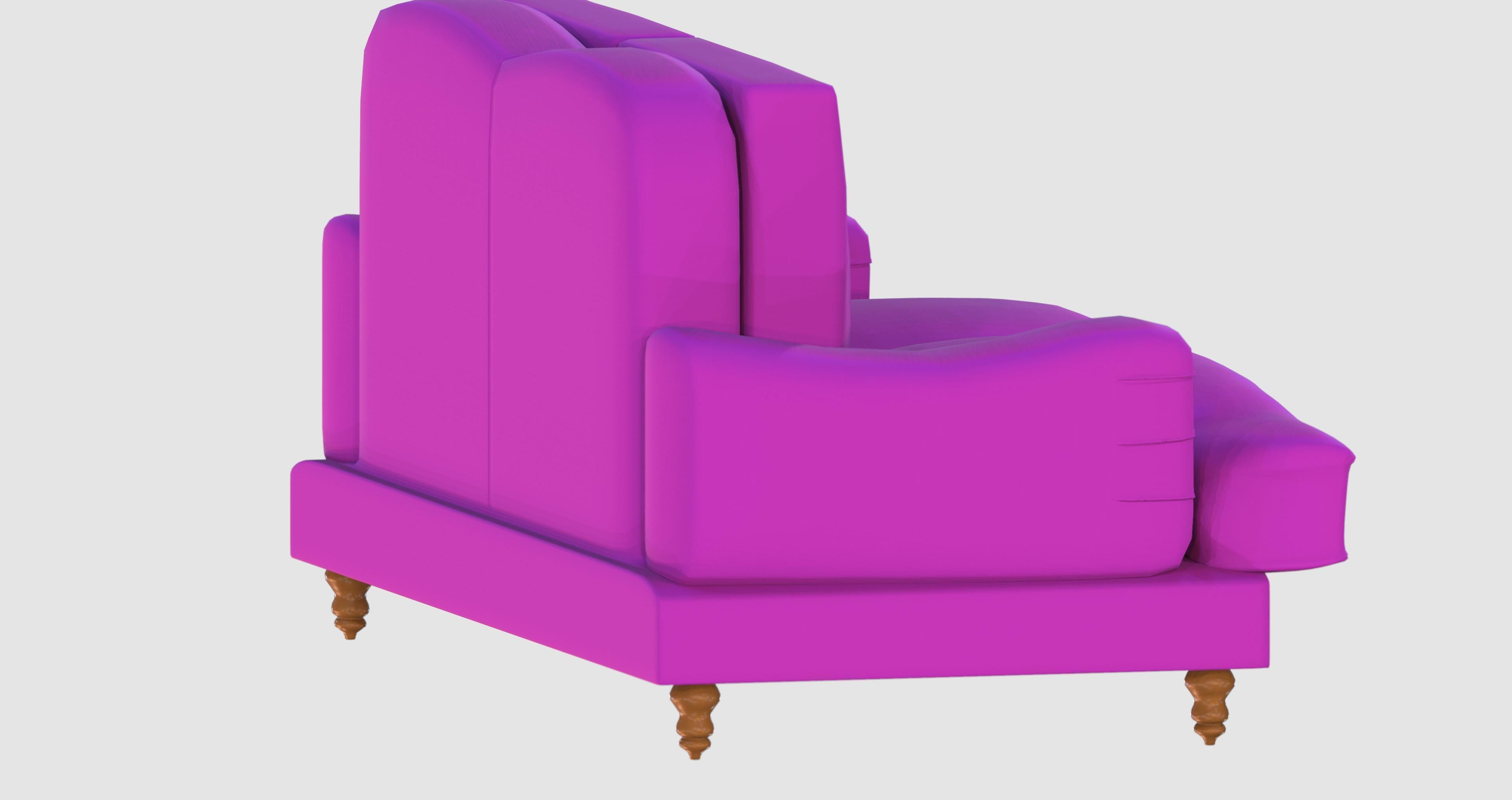 Purple basic sofa Low-poly 3D model_1