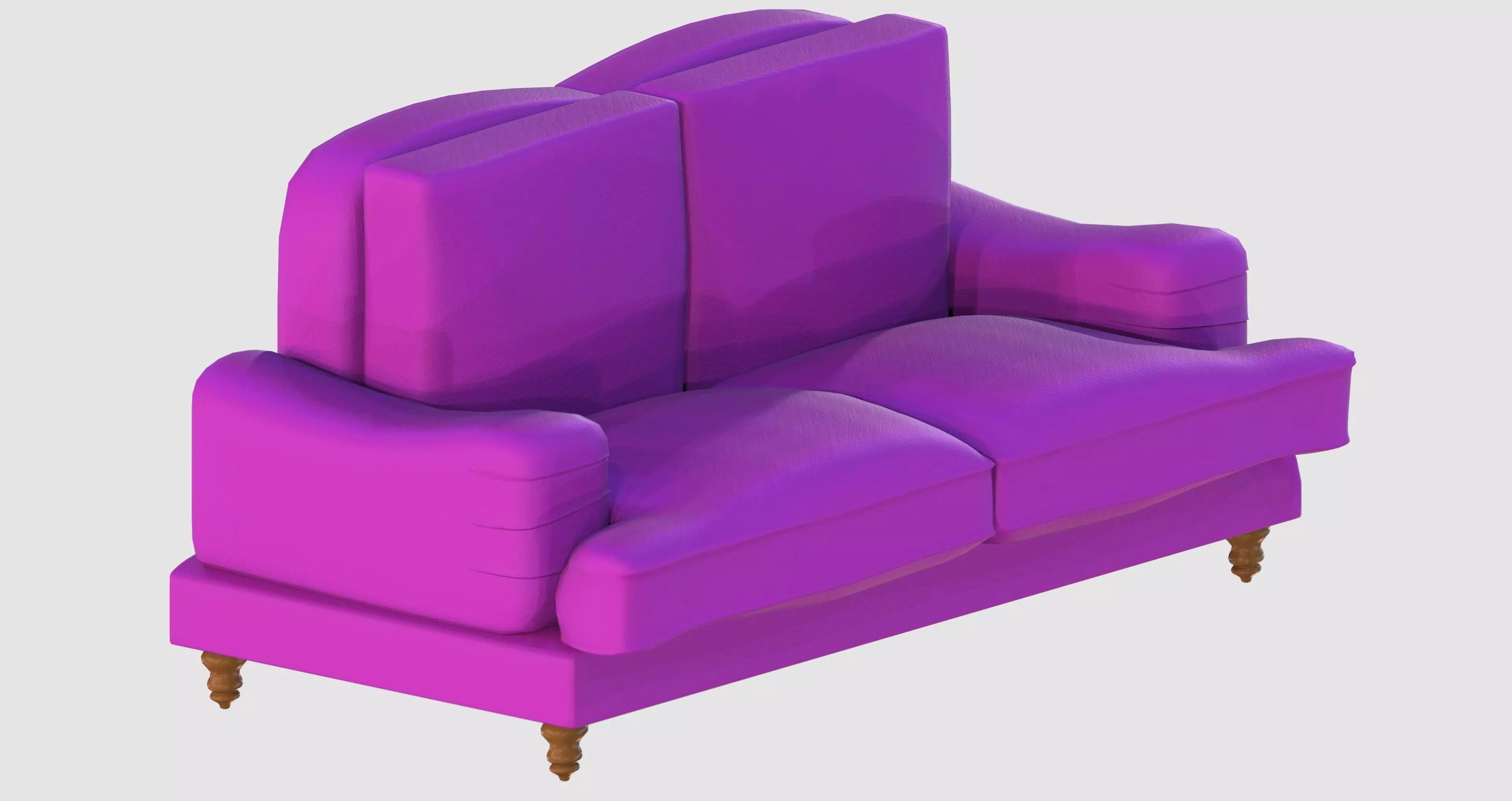 Purple basic sofa Low-poly 3D model_0