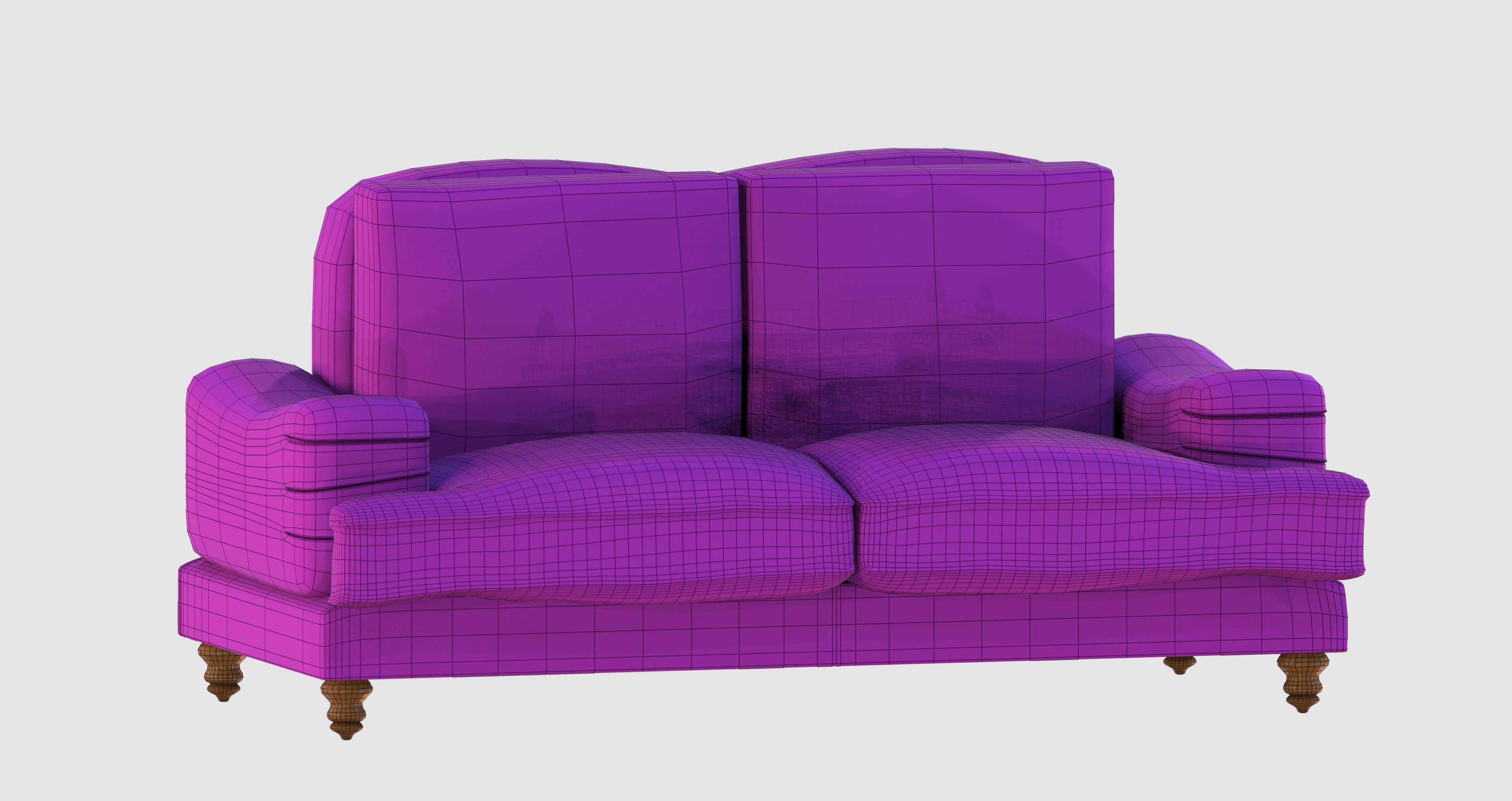 Purple basic sofa Low-poly 3D model_6