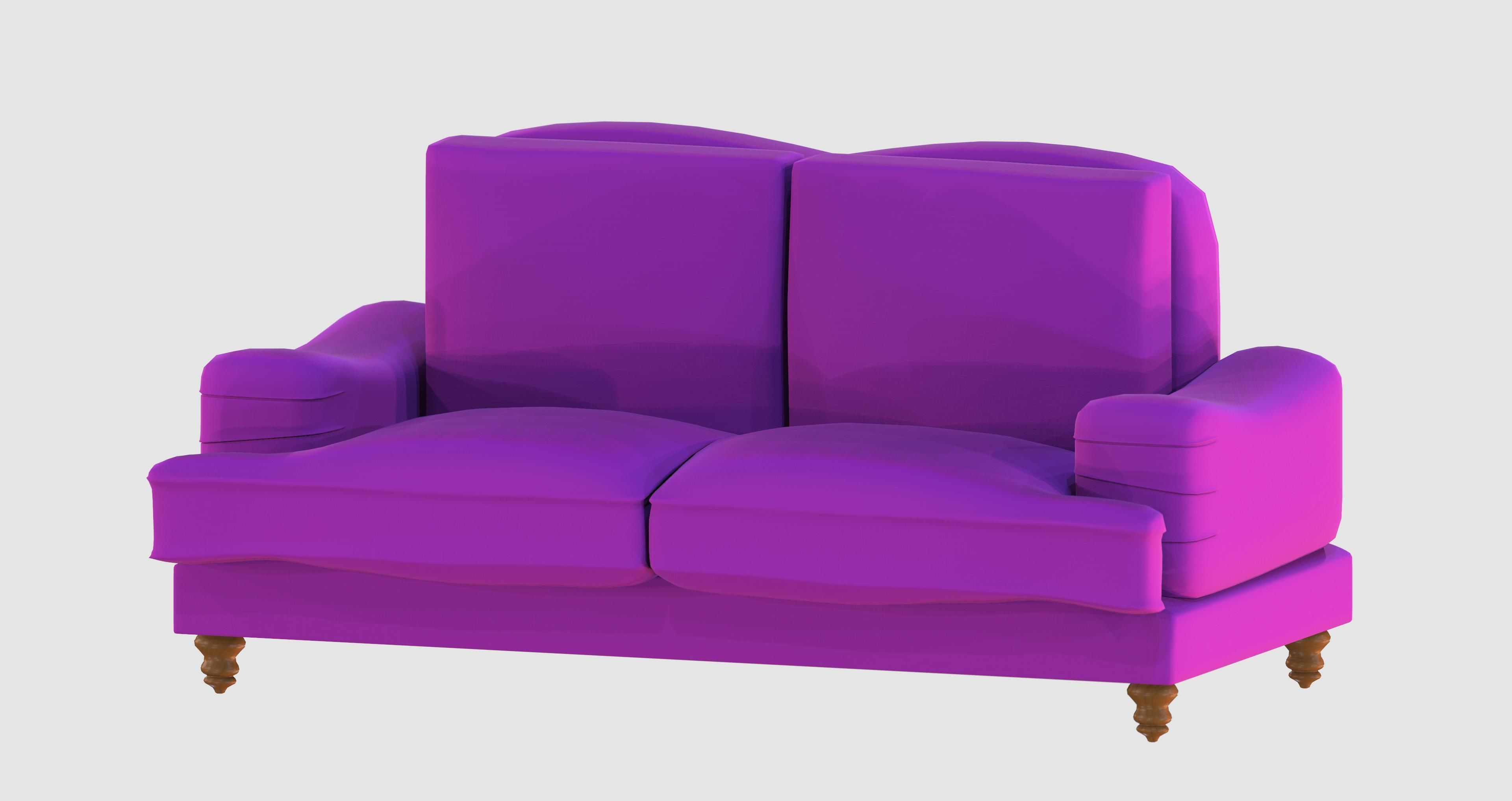 Purple basic sofa Low-poly 3D model_5