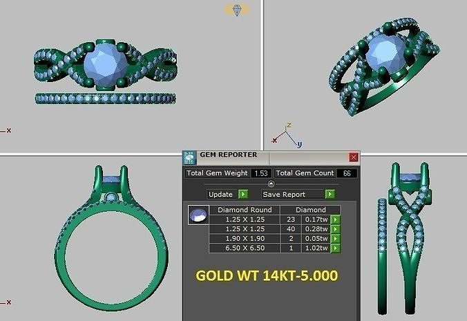 braided shank engagement ring set 3D print model