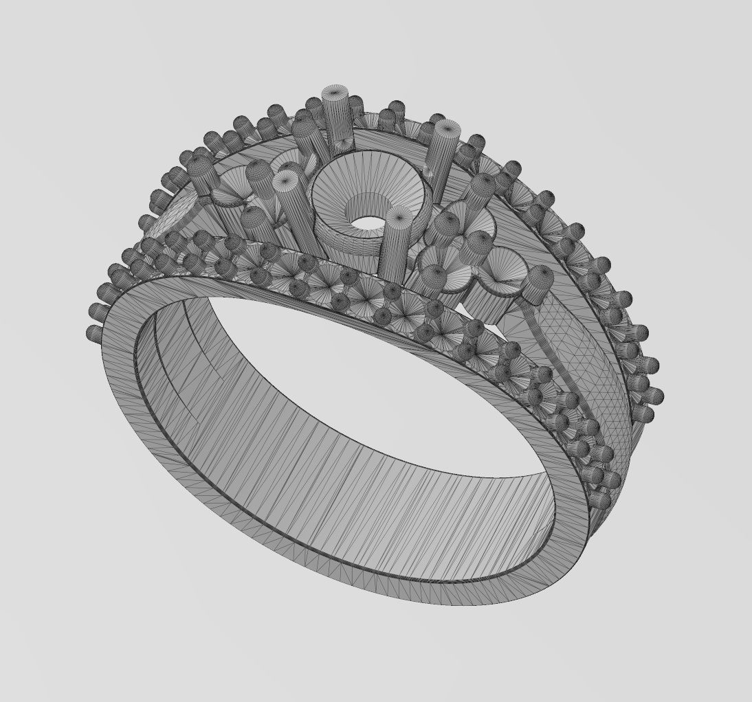 Diamond lips 5mm stone engagement ring 3D print model_16