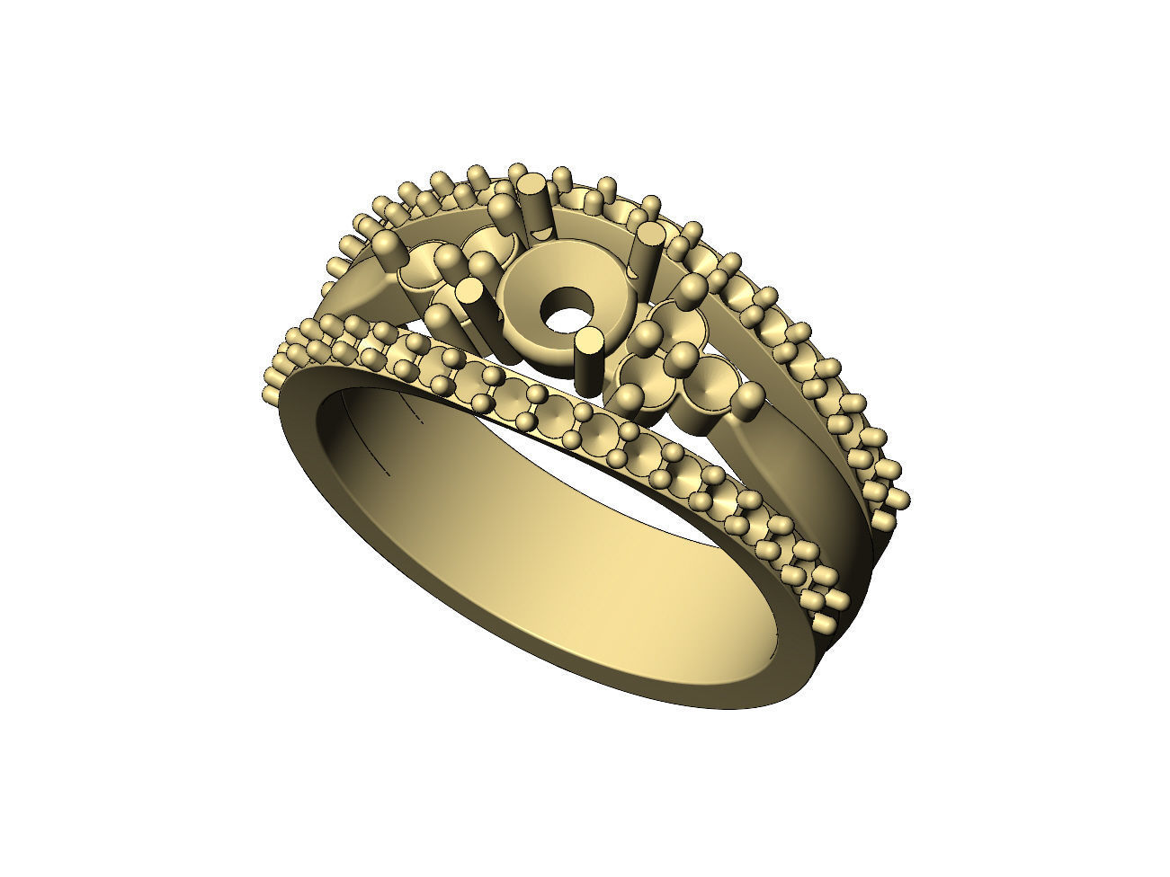 Diamond lips 5mm stone engagement ring 3D print model_4