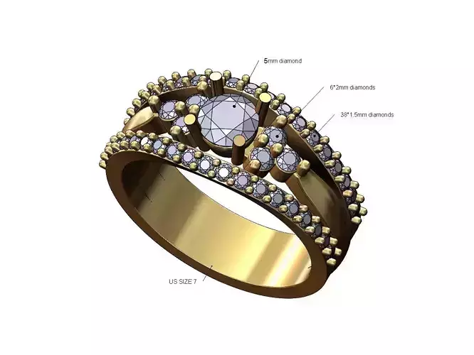 Diamond lips 5mm stone engagement ring