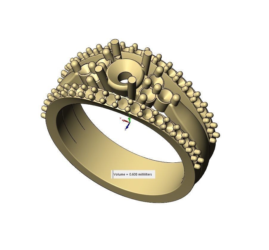 Diamond lips 5mm stone engagement ring 3D print model_13