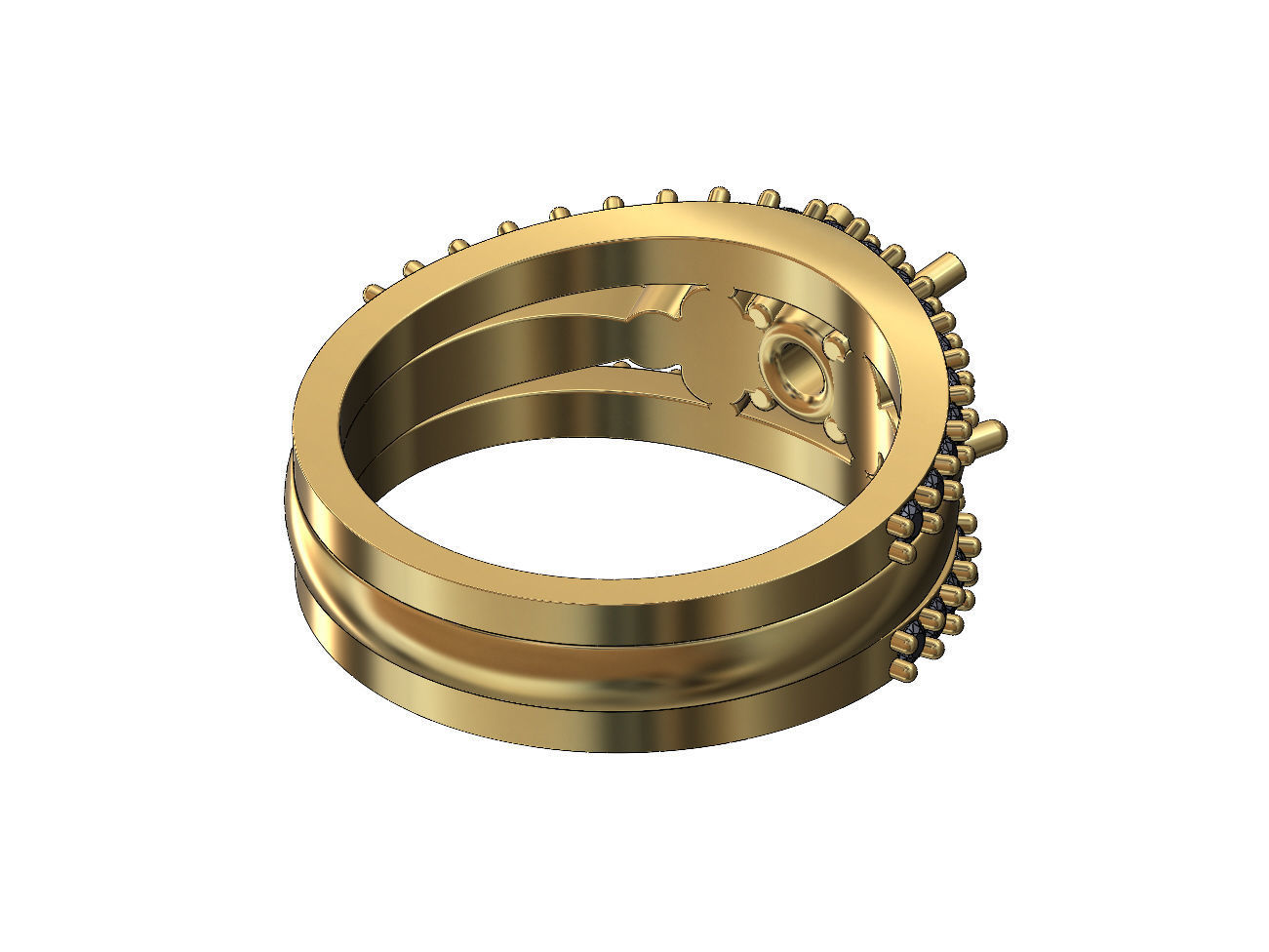 Diamond lips 5mm stone engagement ring 3D print model_3