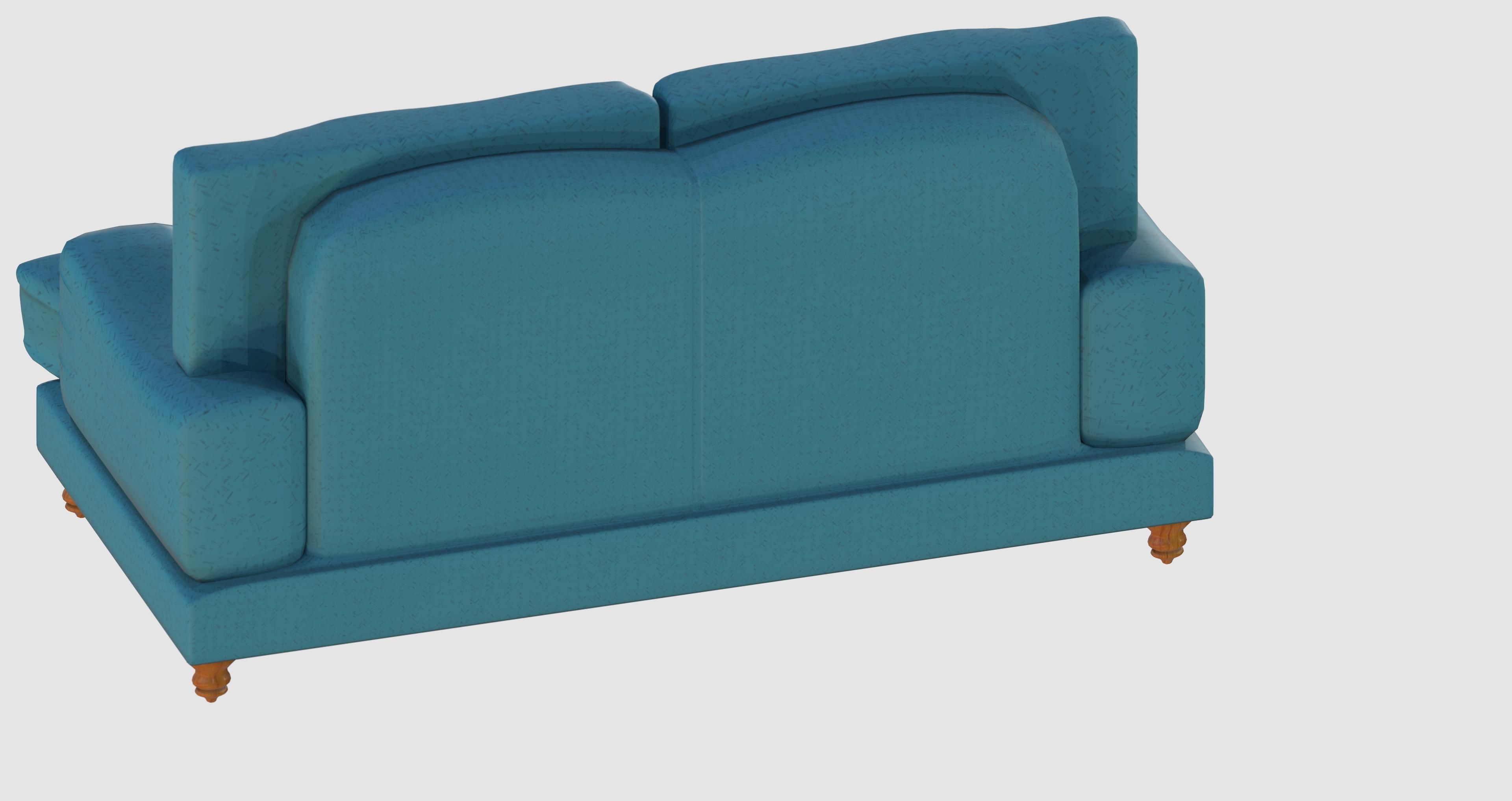 Turquoise basic sofa Low-poly 3D model_3