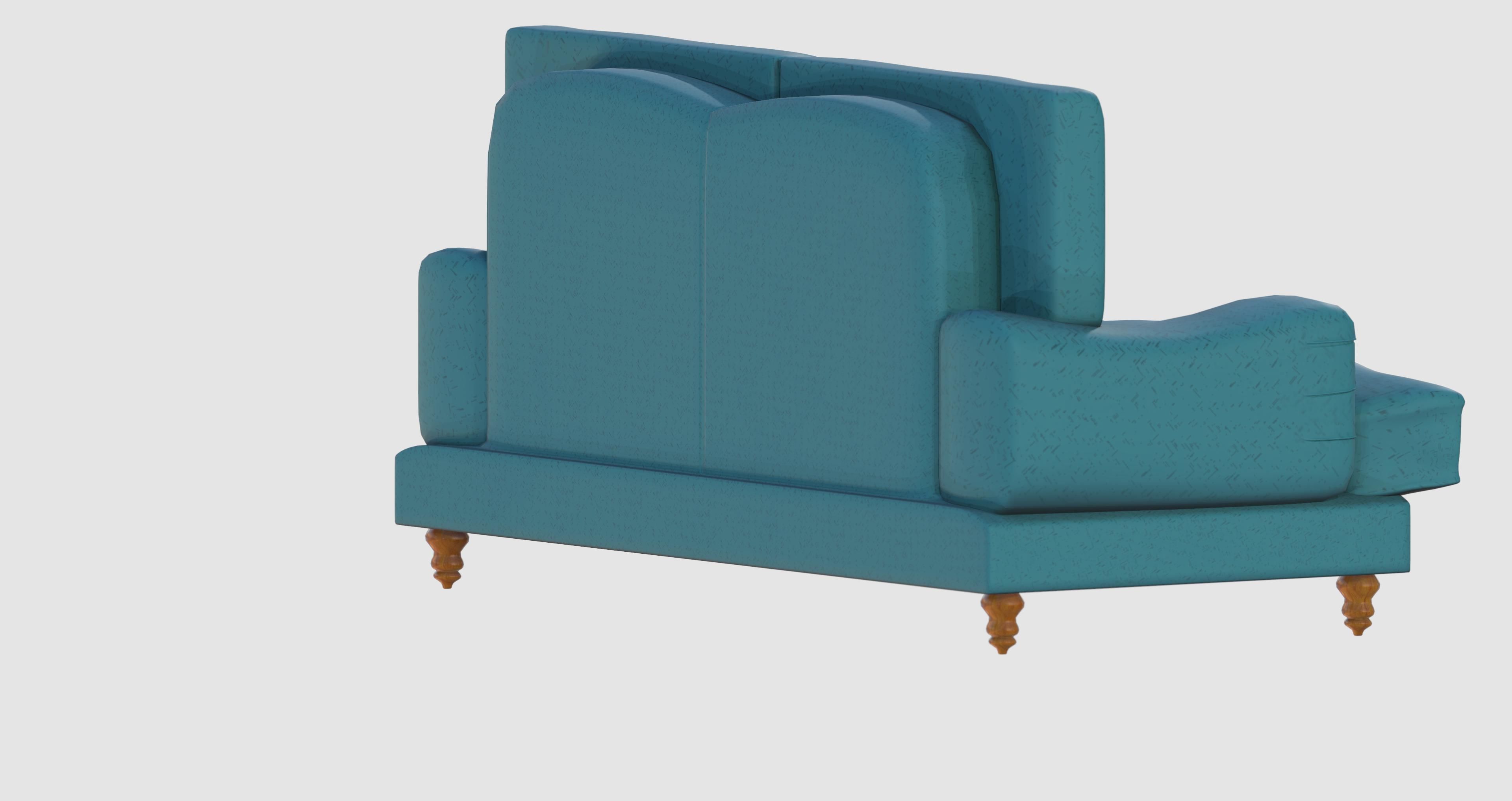 Turquoise basic sofa Low-poly 3D model_2