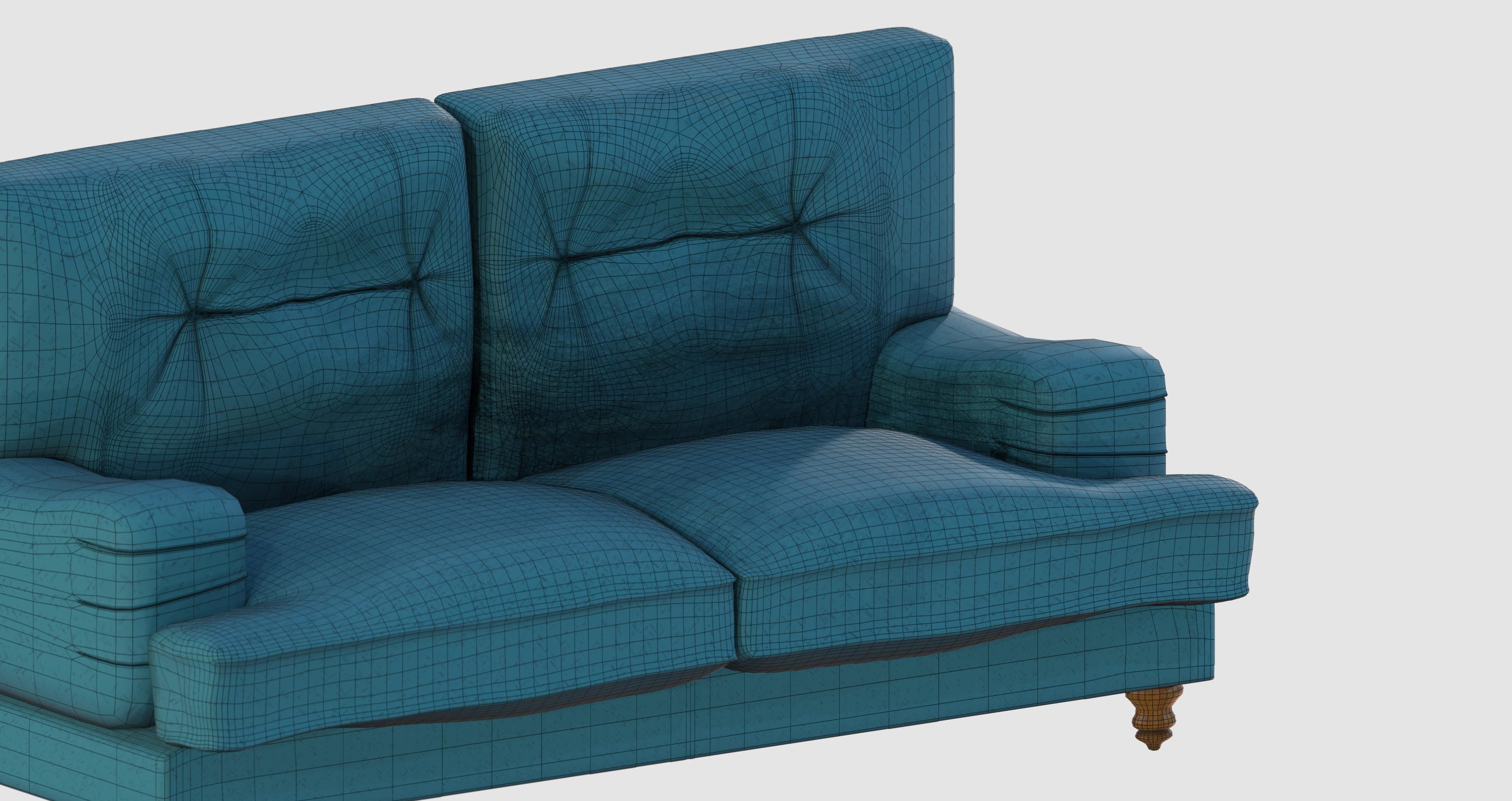 Turquoise basic sofa Low-poly 3D model_6