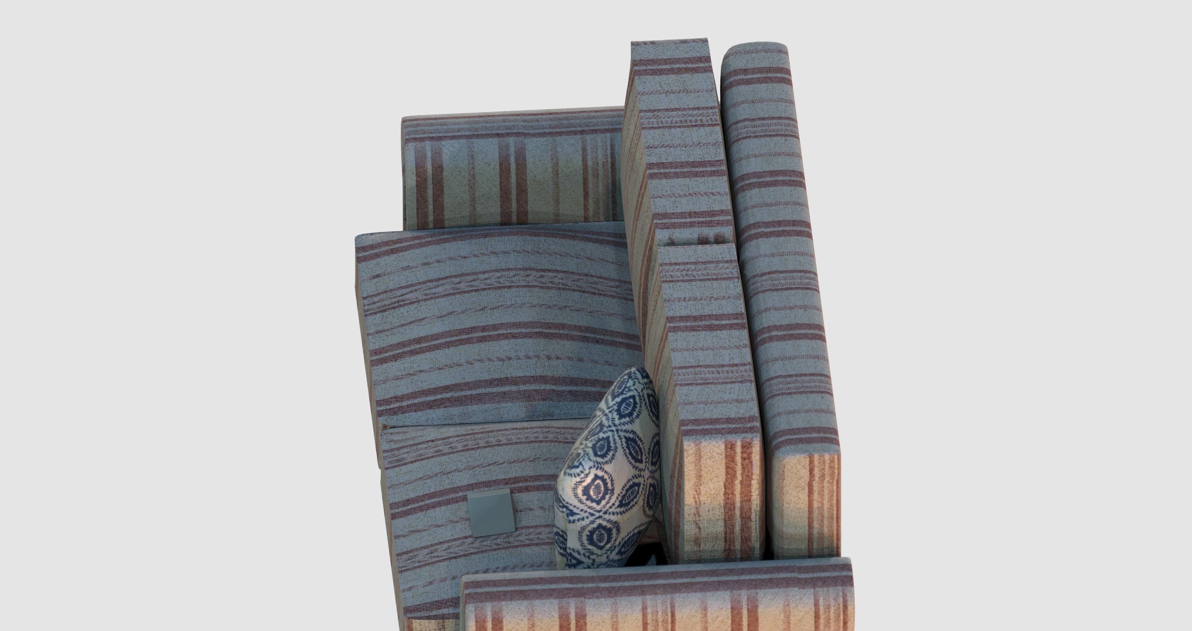 Striped red basic sofa 3D model_4