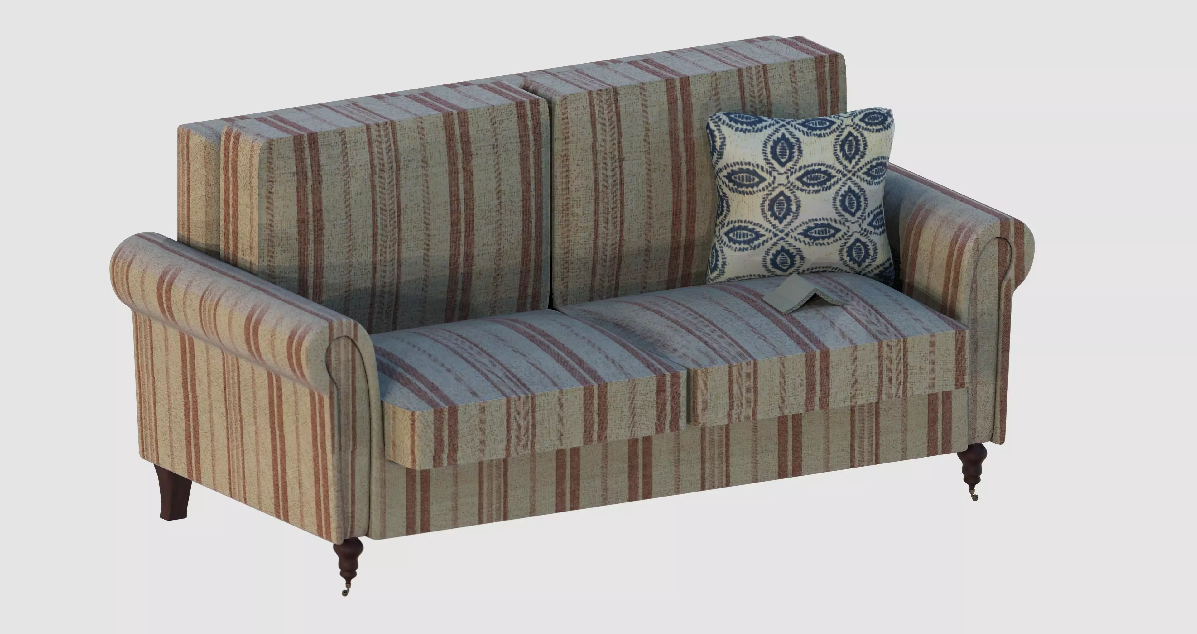 Striped red basic sofa 3D model_0