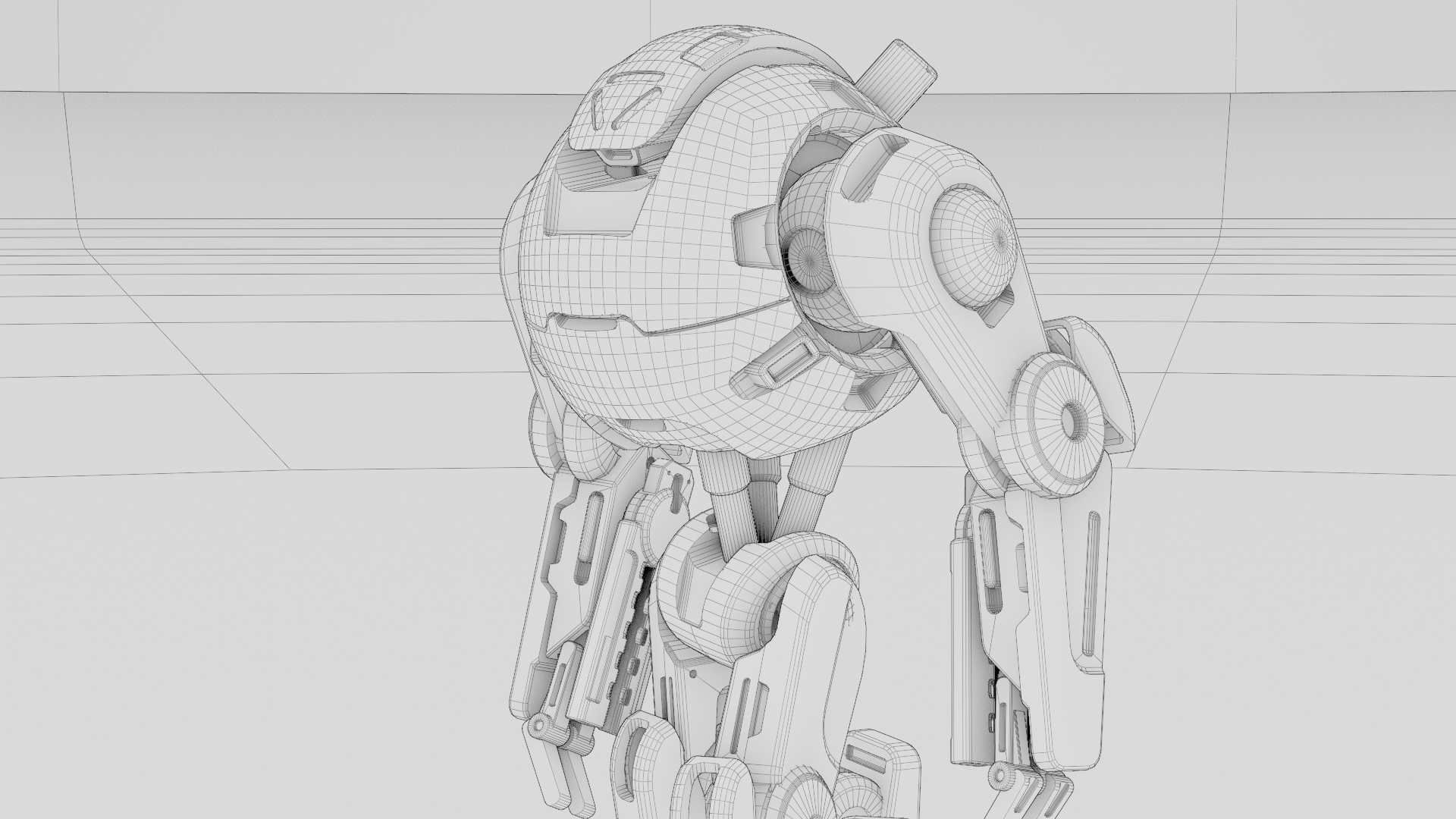 COMBAT DROID OZ-200 RIGGED 3D model_37
