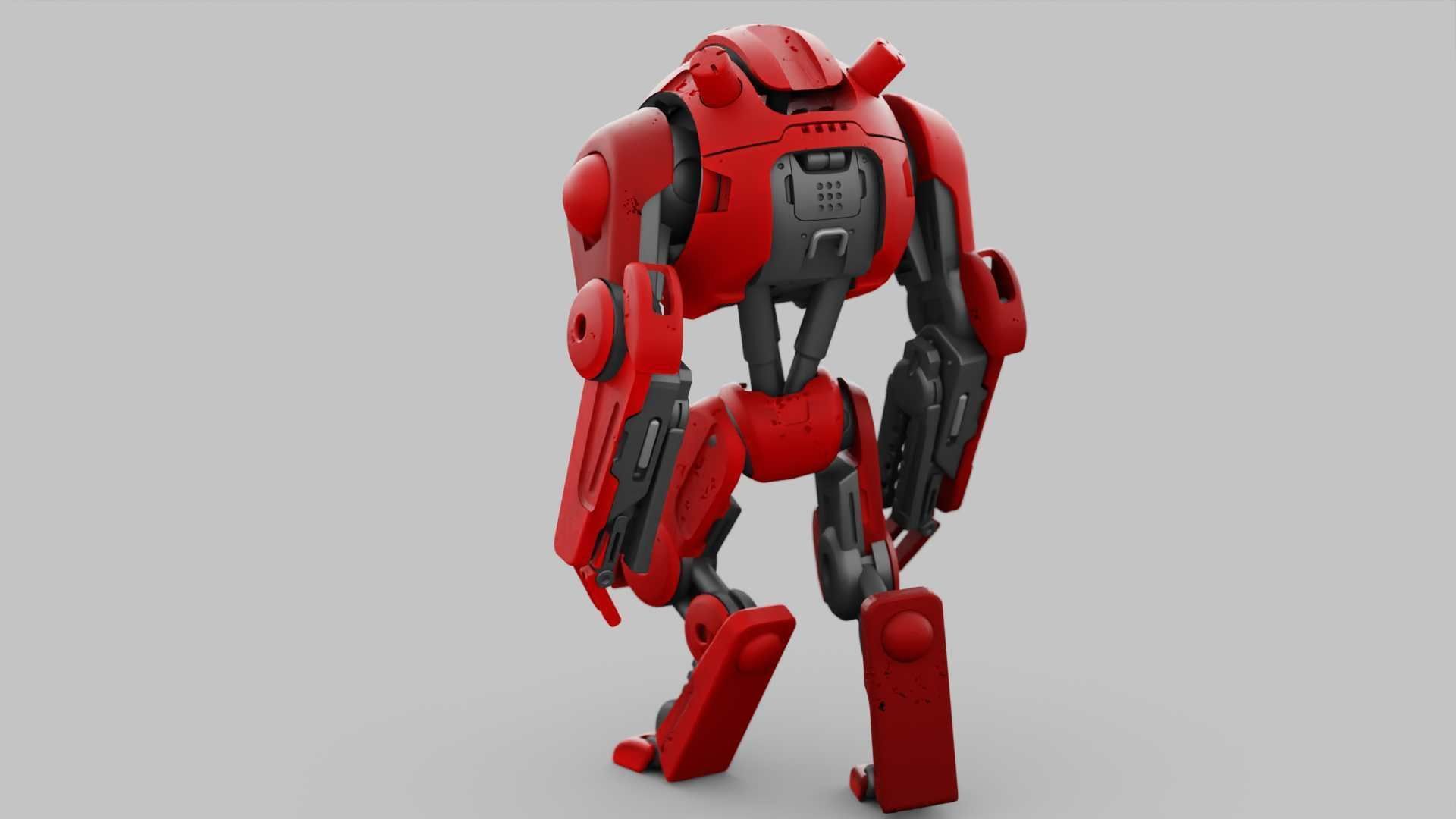 COMBAT DROID OZ-200 RIGGED 3D model_5