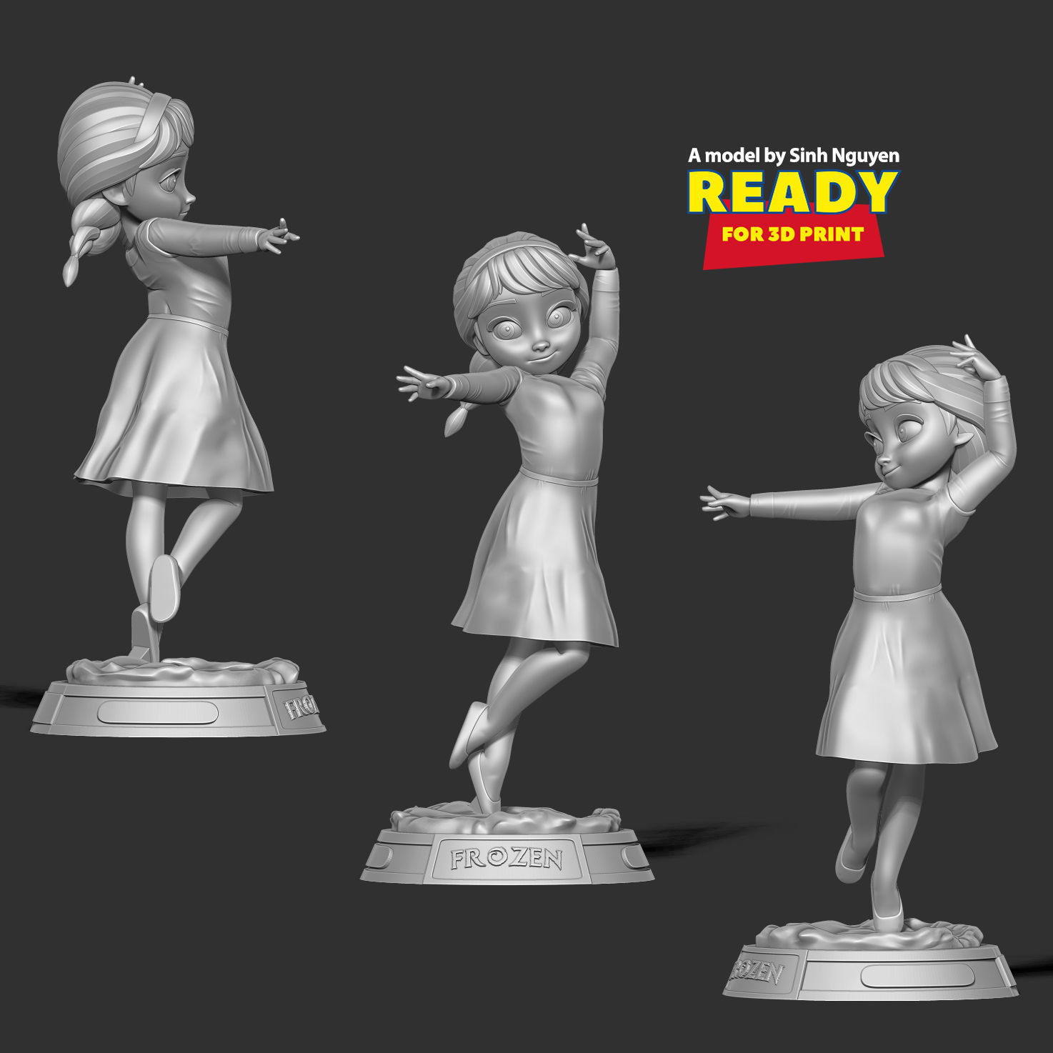 Young Elsa 3D print model_3