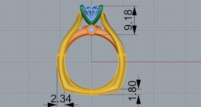 Diamond signet ring 2329 3D print model 3D print model_6