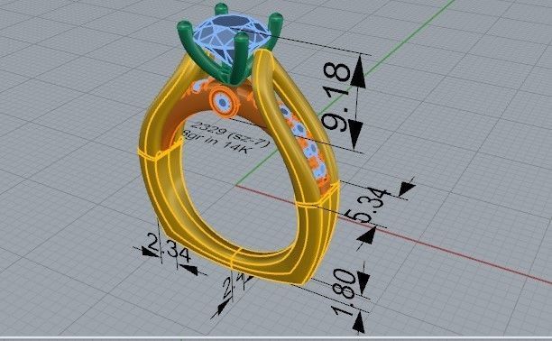 Diamond signet ring 2329 3D print model 3D print model_5