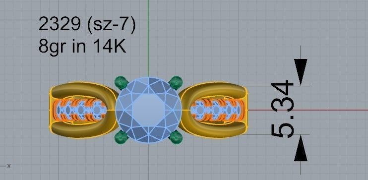 Diamond signet ring 2329 3D print model 3D print model_4