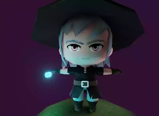 Mage Chibi 3D Model Low-poly 3D model