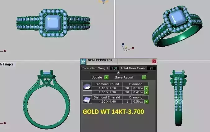 double shank halo Ascher cut engagement ring