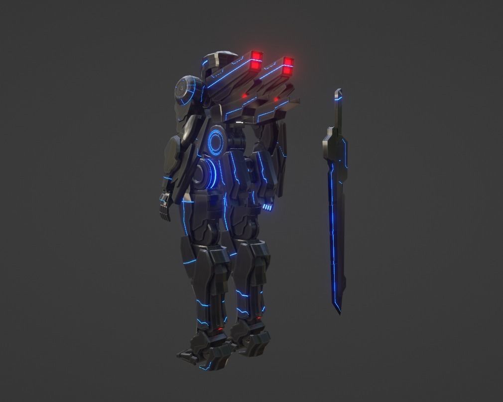 Mecha X01 Low-poly 3D model_2