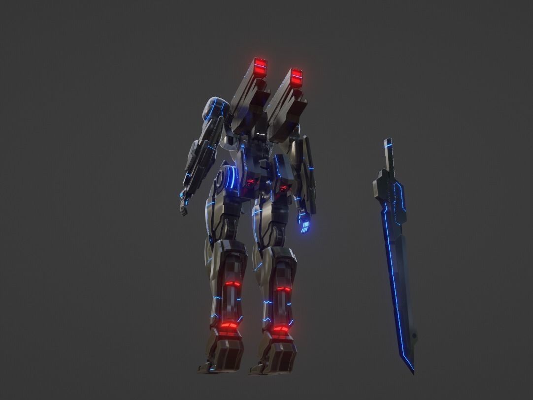 Mecha X01 Low-poly 3D model_3