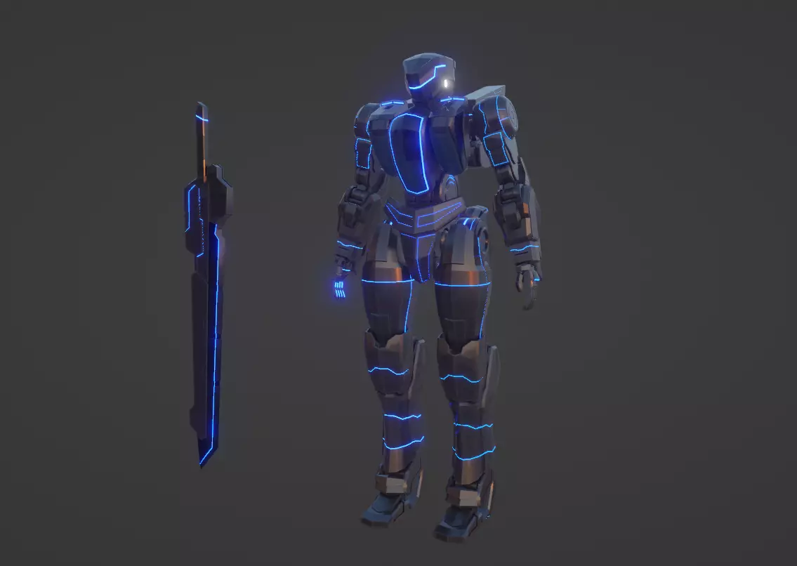 Mecha X01 Low-poly 3D model_0