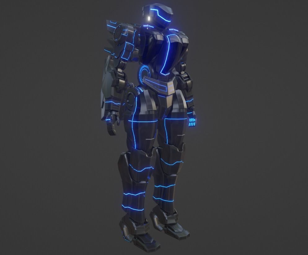 Mecha X01 Low-poly 3D model_4