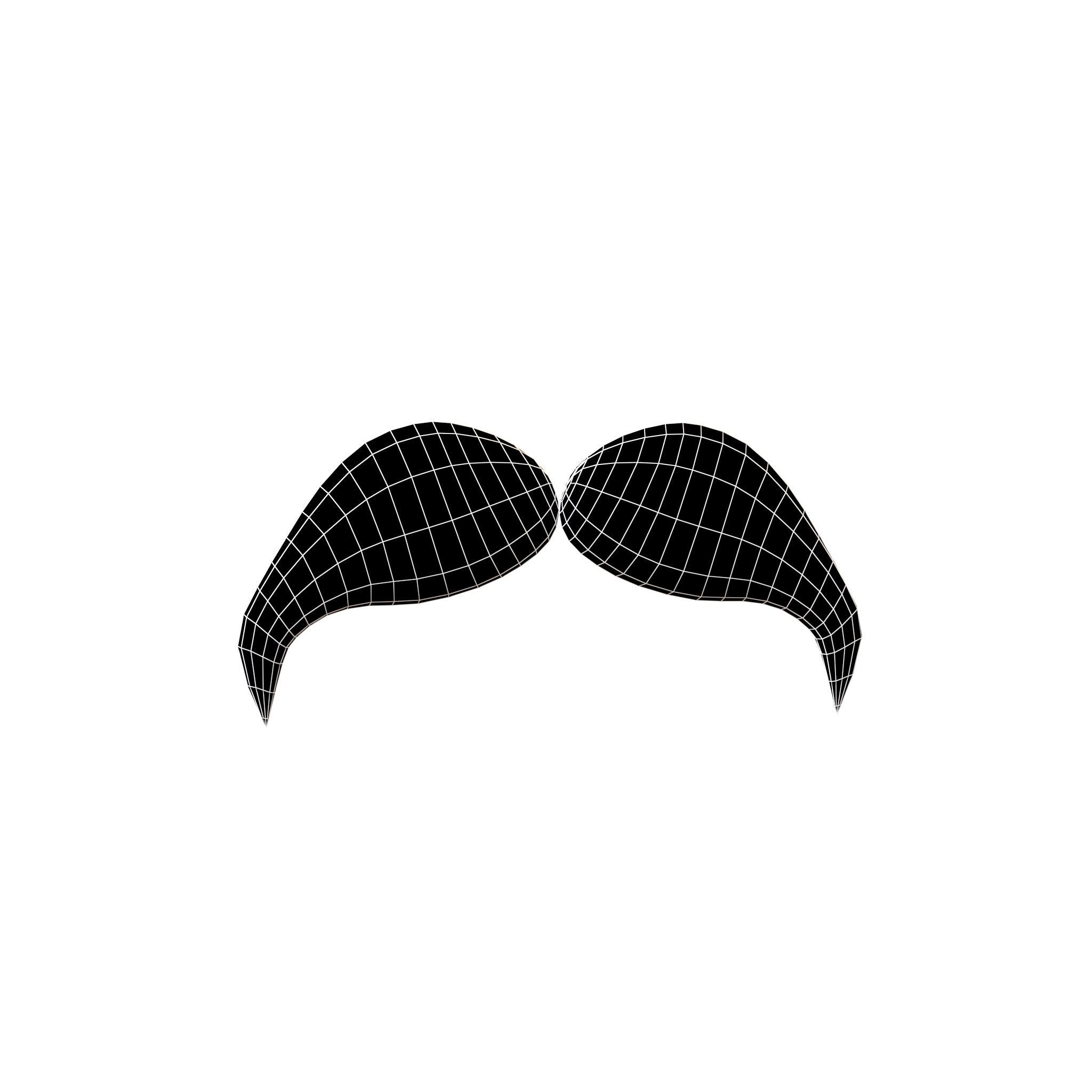 Cartoon Mustache v6 002 Low-poly 3D model_4