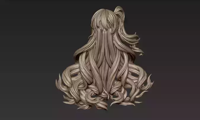 3d Printable Stylized Hair 3