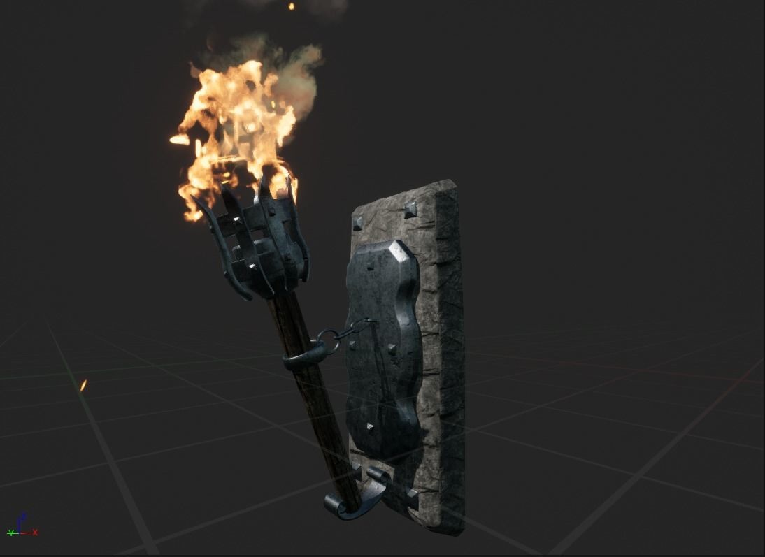 Medieval torch 3D model_3