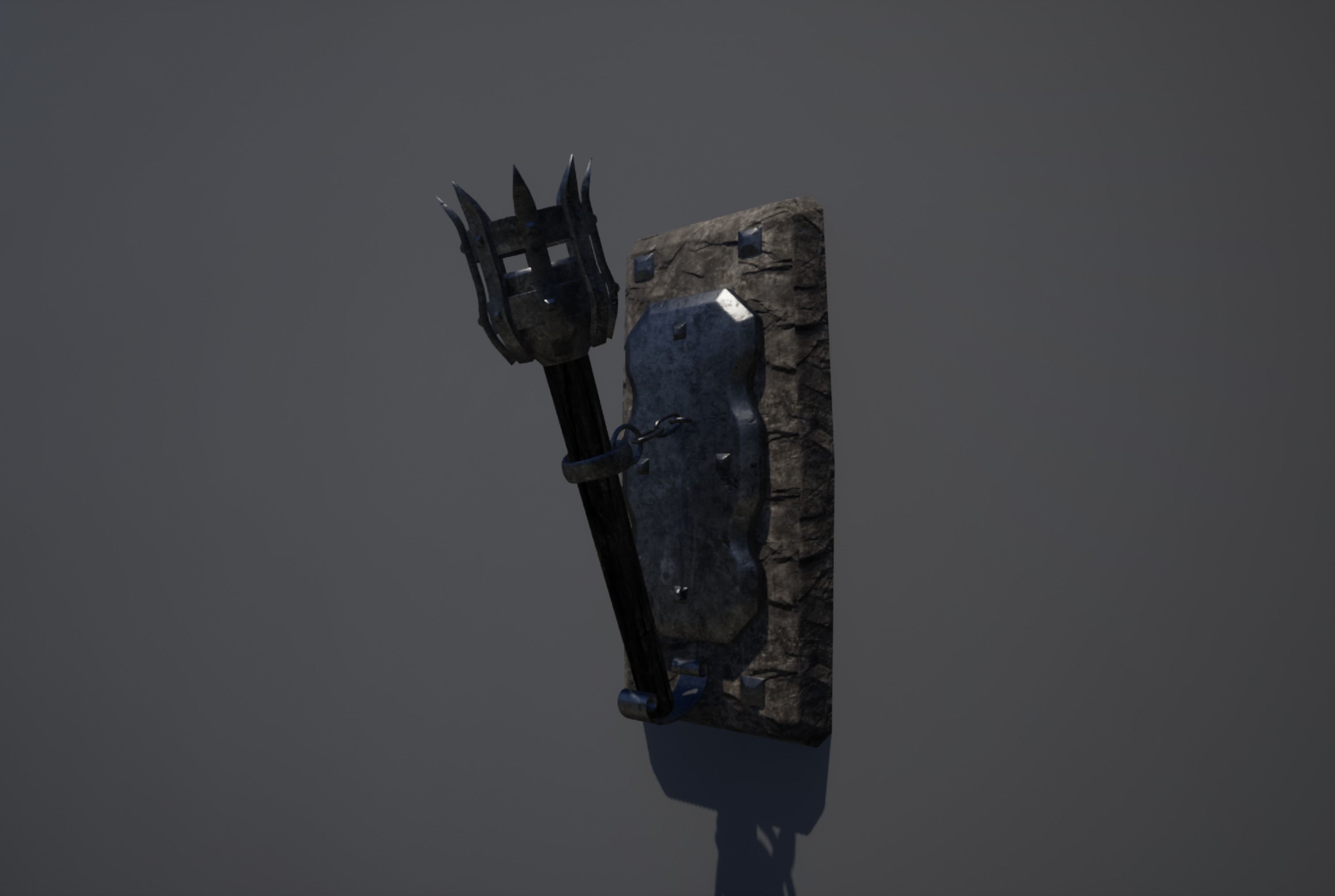 Medieval torch 3D model_6
