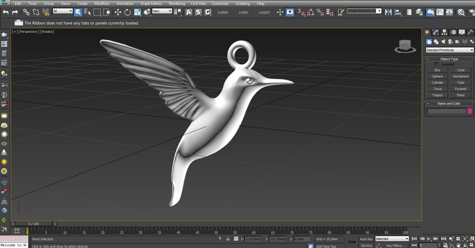 Hummingbird Pendant jewelry Gold  3D print model_3