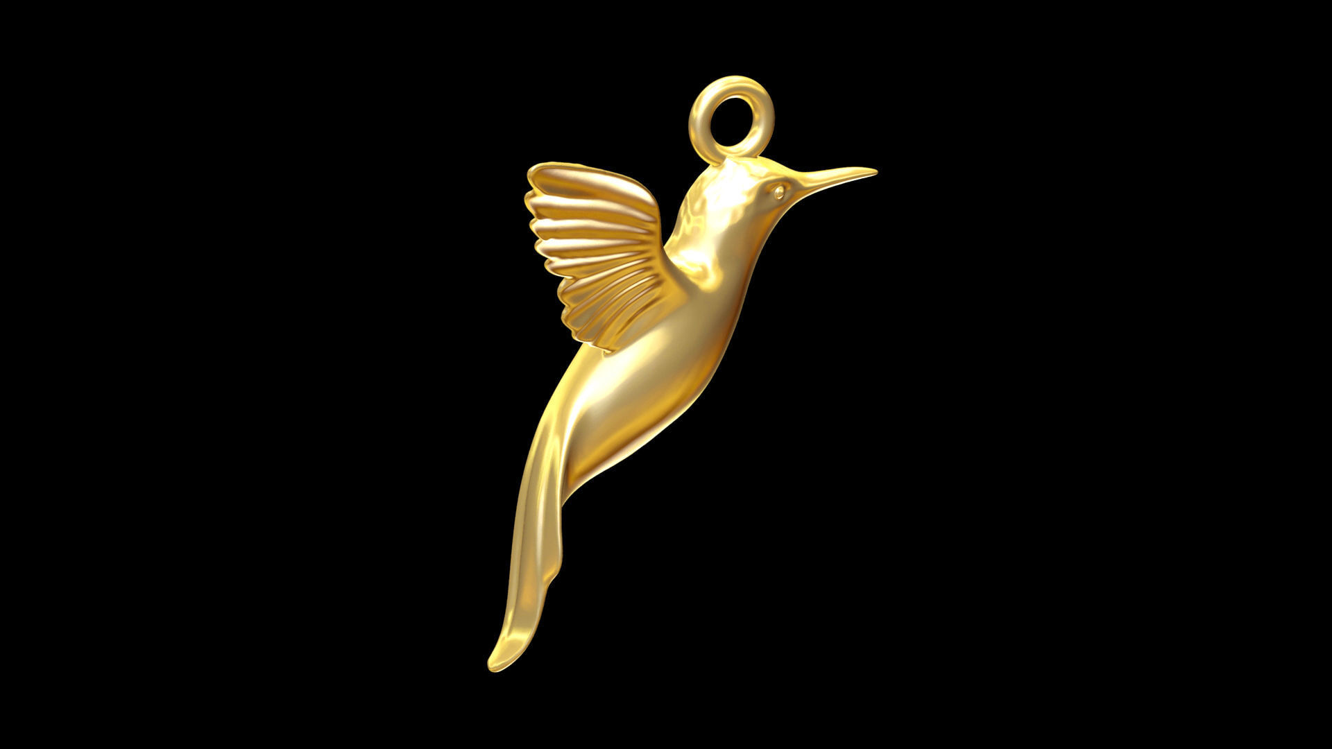 Hummingbird Pendant jewelry Gold  3D print model_1