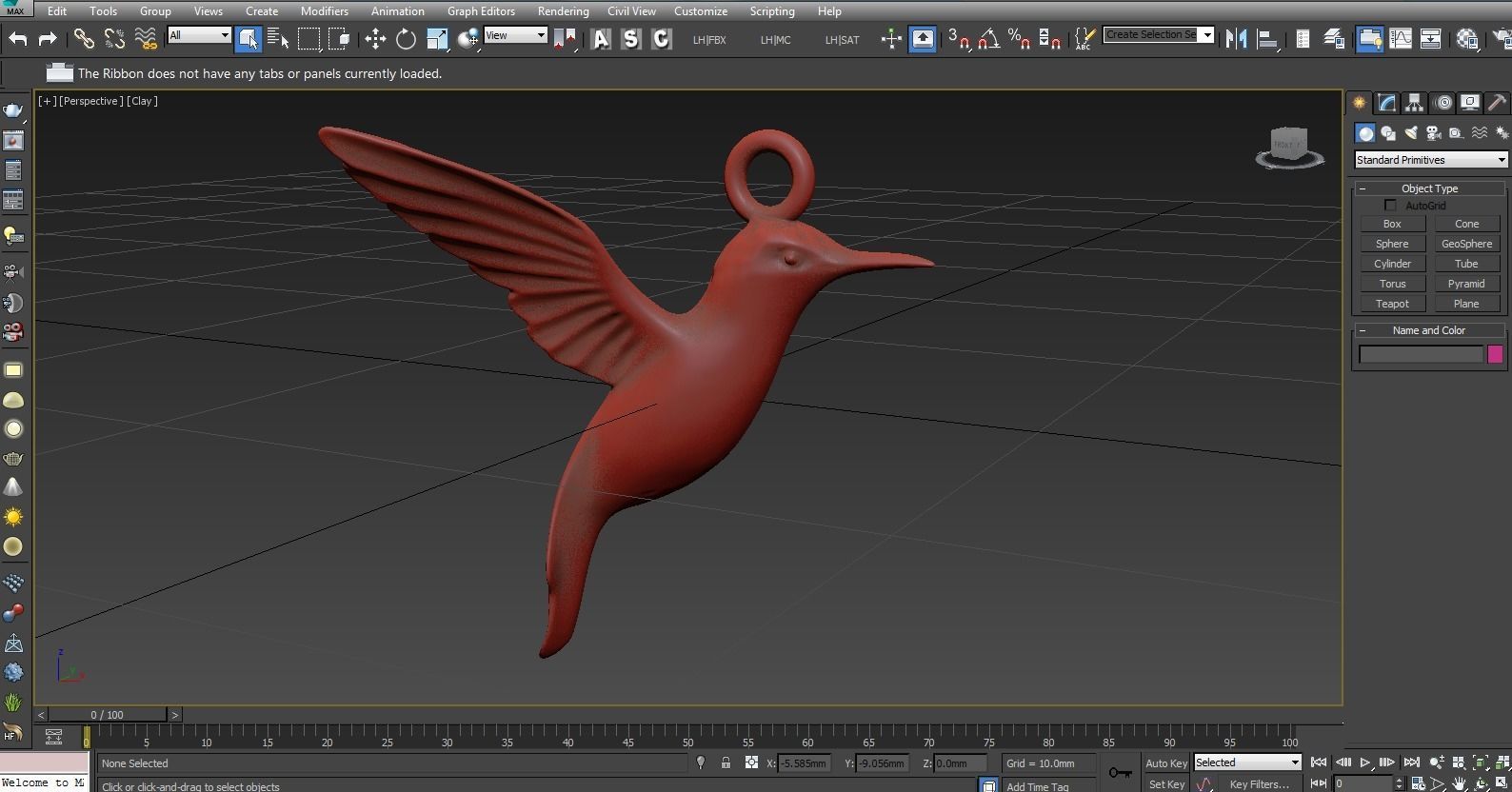 Hummingbird Pendant jewelry Gold  3D print model_6