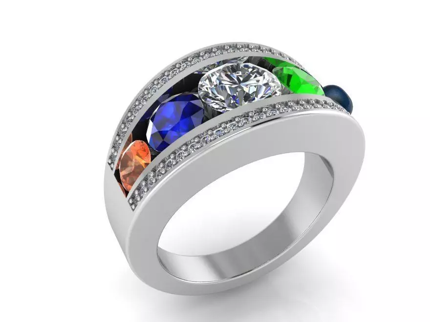 Colorful diamond ring 2332 3D print model 3D print model_0