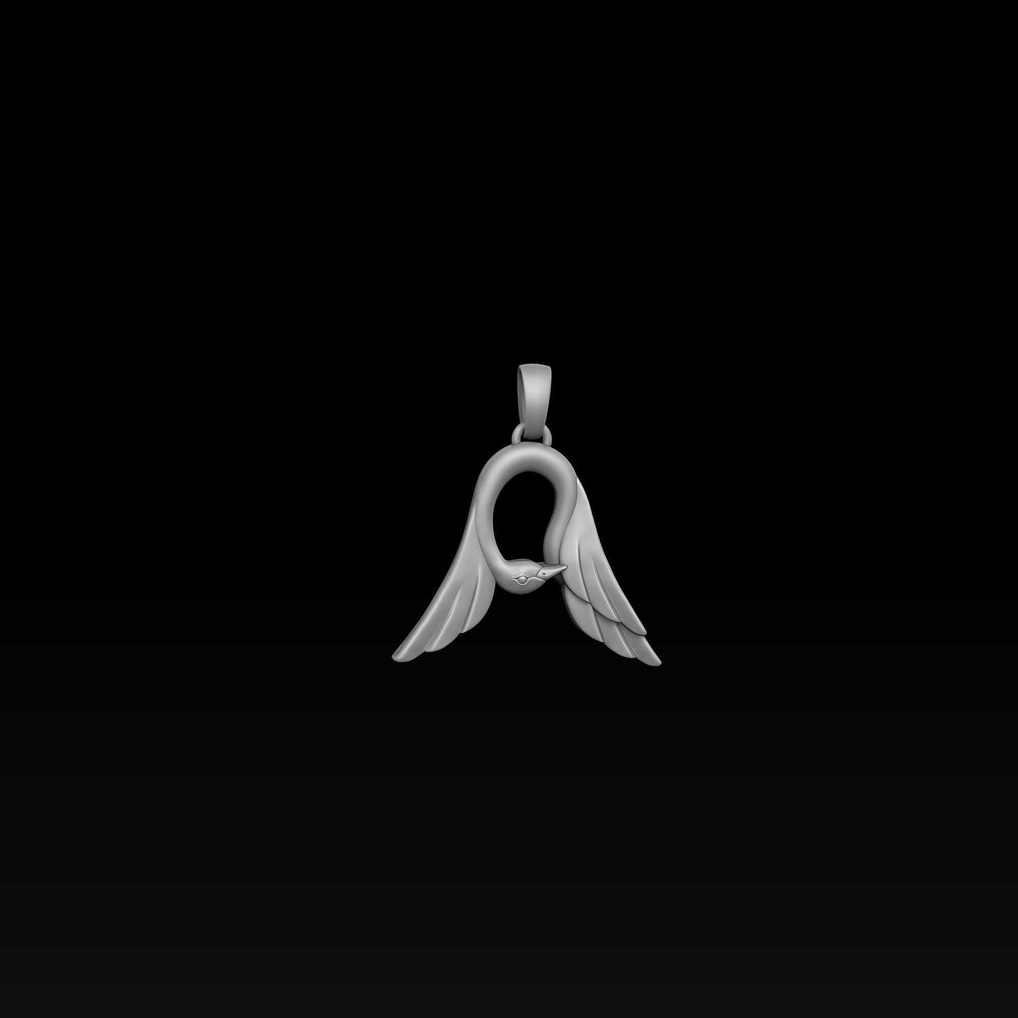 Bird Letter A Pendant 3D print model_1