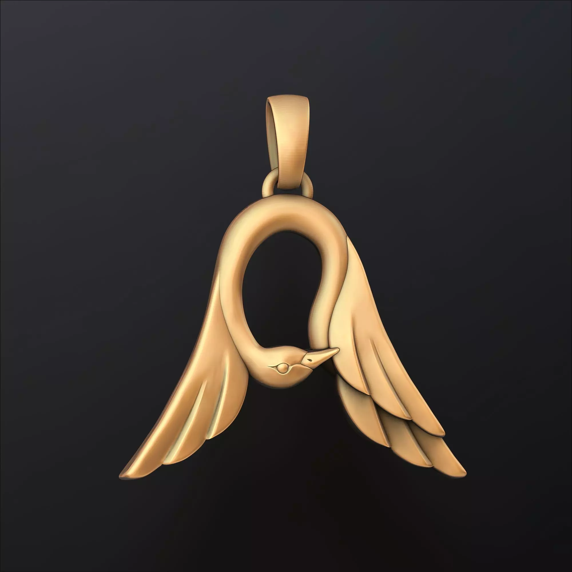 Bird Letter A Pendant 3D print model_0