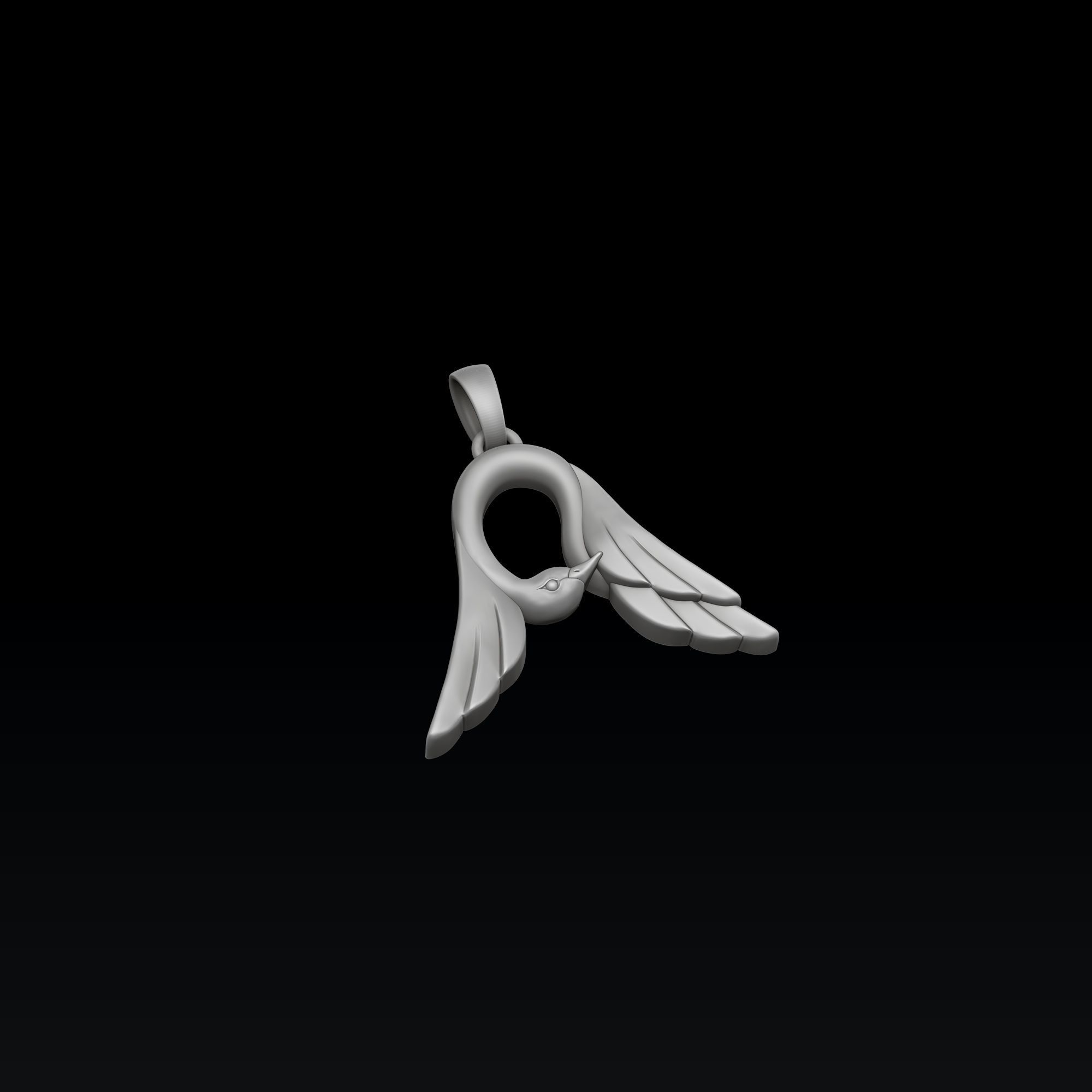 Bird Letter A Pendant 3D print model_3
